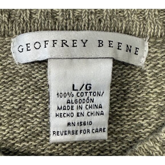 Geoffrey Beene Gray Argyle Sweater L 100% Cotton Crew Neck Grandpa Preppy Mens - Picture 5 of 6